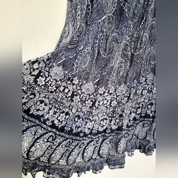 Roz&Ali Women's Plus Size 100%Rayon Maxi Skirt Crinkle Ruffle Pull On Blue 2X - Picture 6 of 12